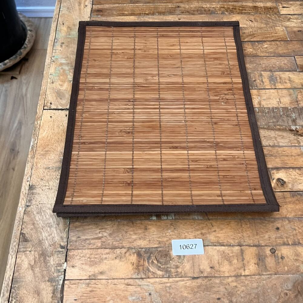 Bamboo Slat Placemat Set of 5 with Brown Fabric Border - Picture 9 of 9